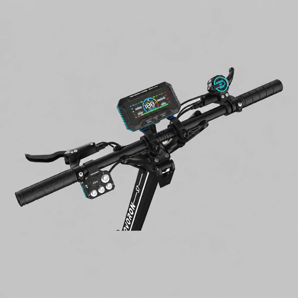 ROVORON S7 EY4 display and handlebar controls on a grey background