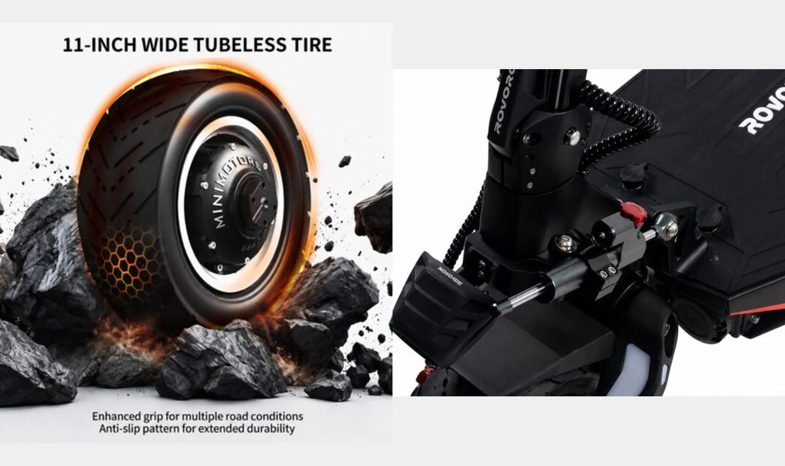 ROVORON S7 11-inch tyre and directional steering damper in a taller split layout