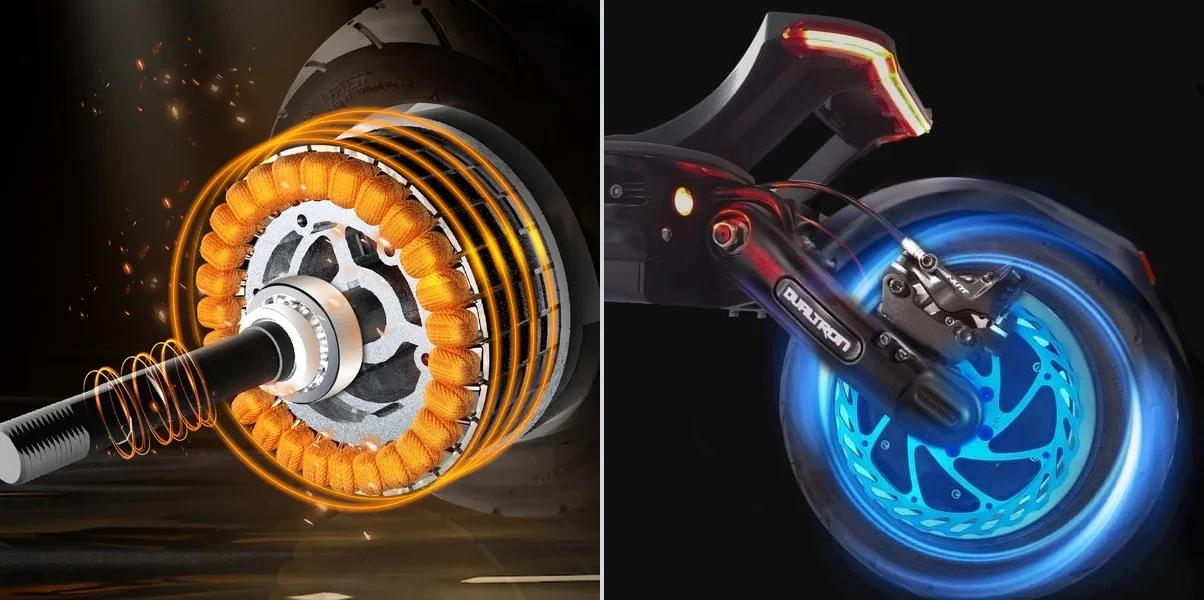 Dualtron Thunder 3 hub motor cutaway and supplied rear wheel brake illustration