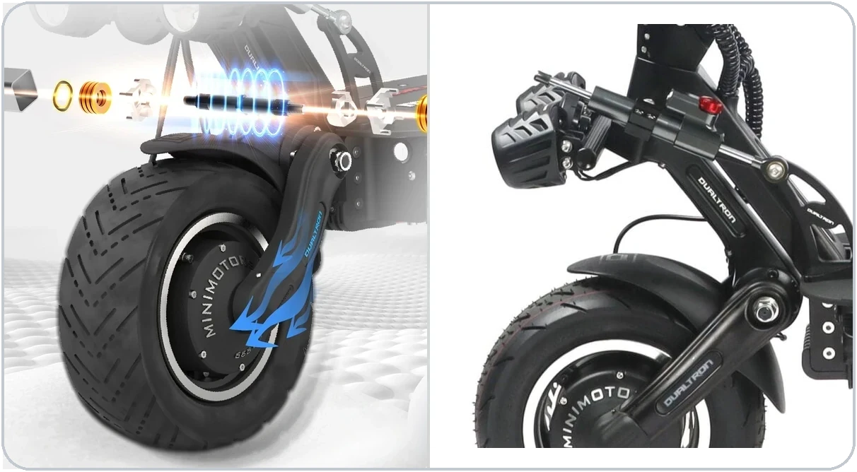 Dualtron Thunder 3 suspension and full original steering damper photo with a subtle border