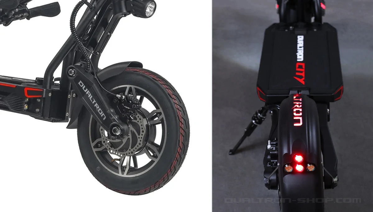 Dualtron City NUTT front brake with original upper frame and handlebar detail