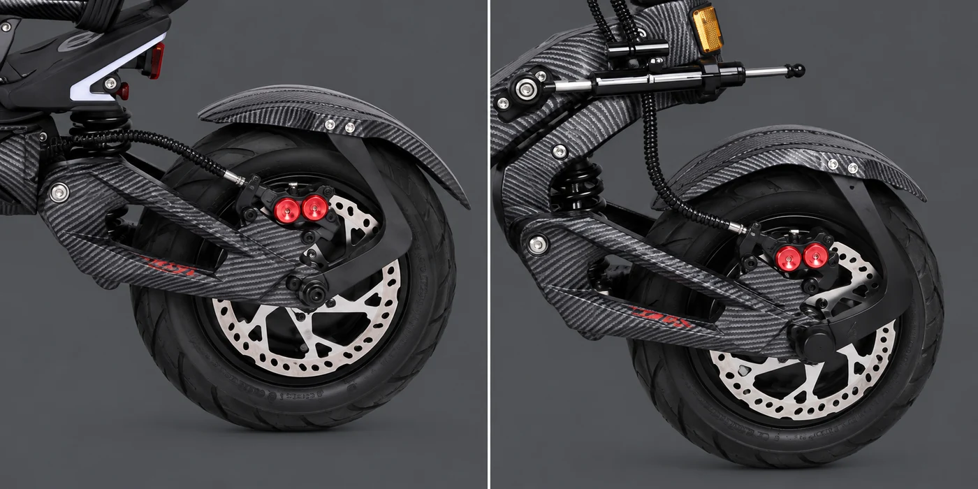 TEVERUN FIGHTER 11+ 2026 front and rear hydraulic disc brake close-ups