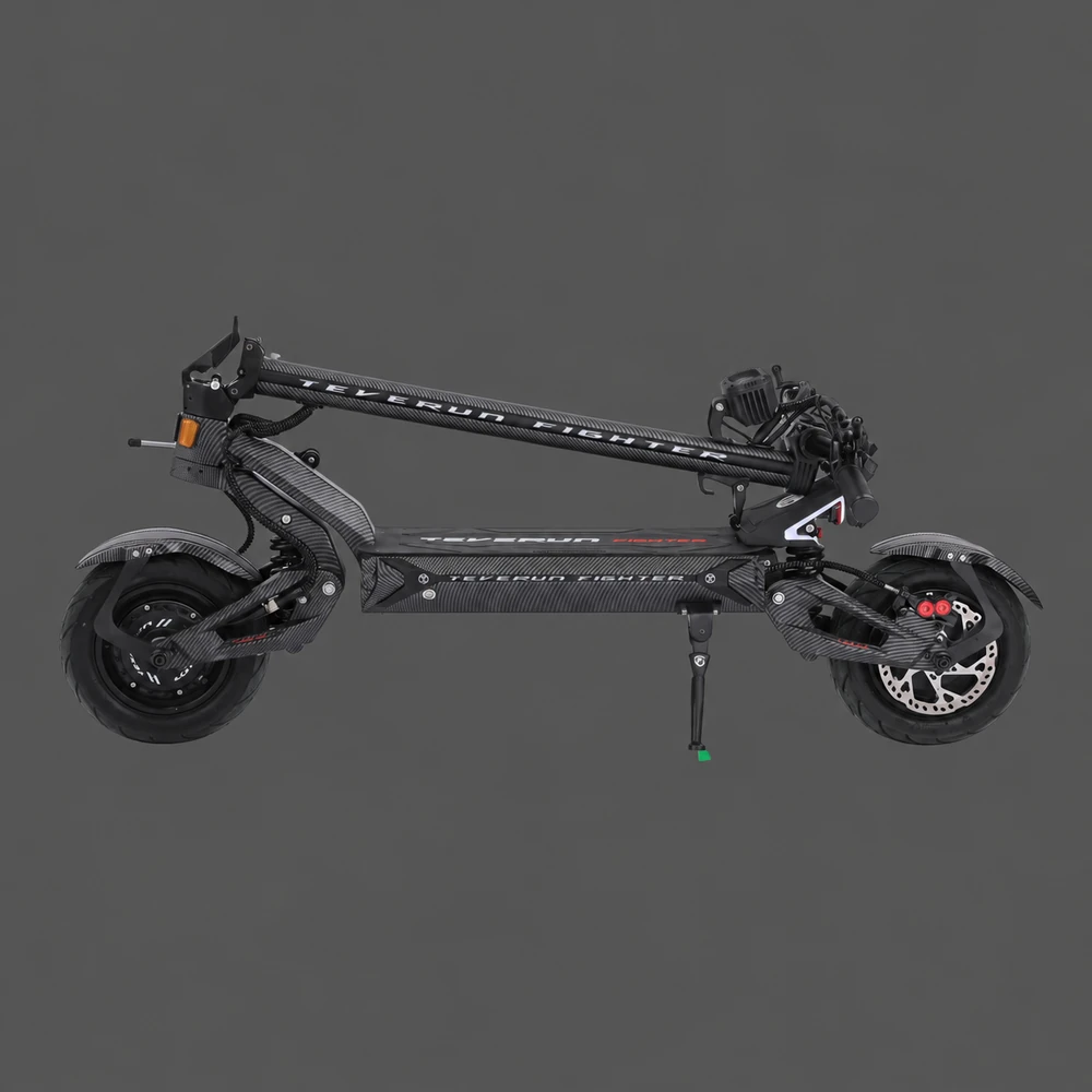 Teverun Fighter 11+ 2026 folded scooter on a grey background