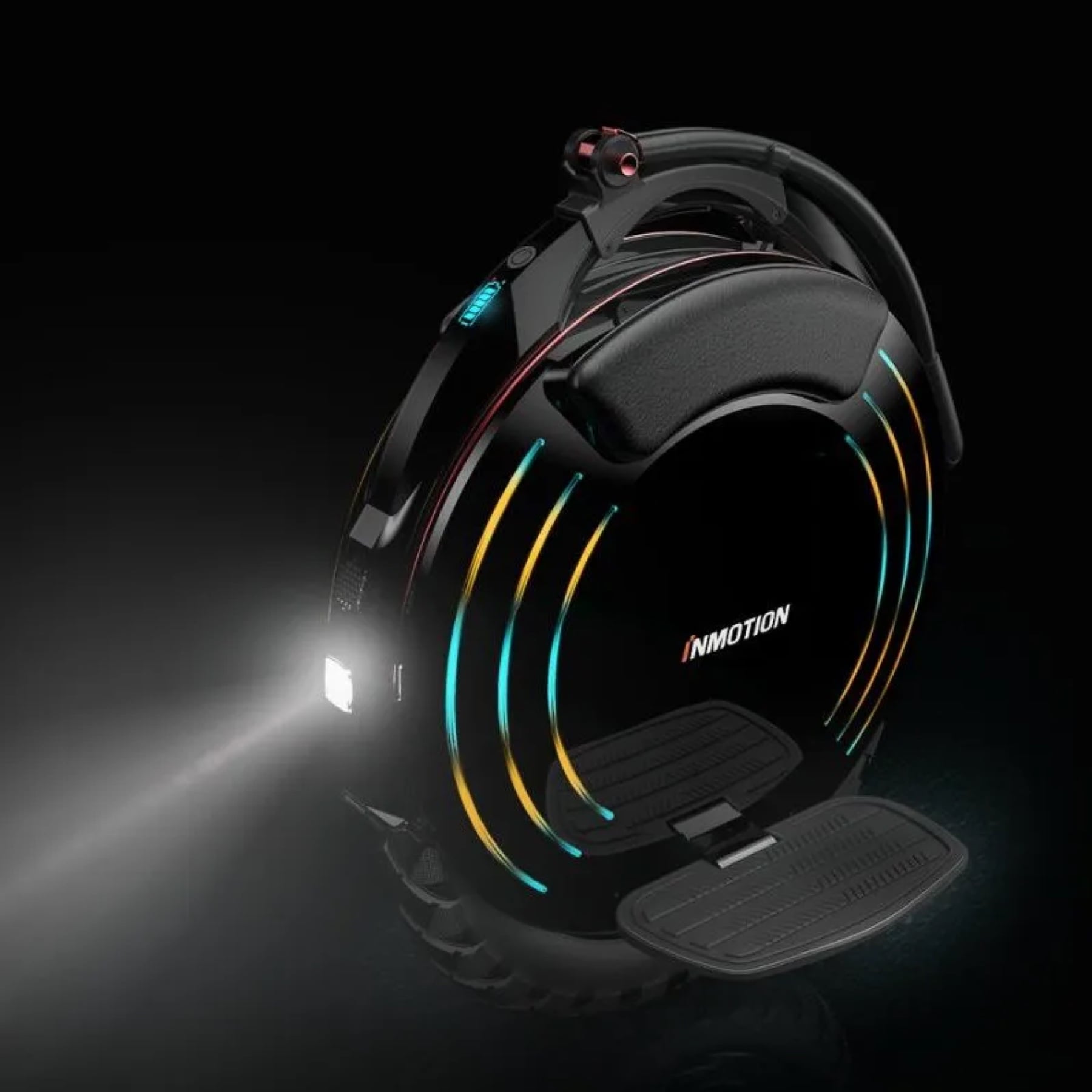 INMOTION V10F headlight and RGB side LEDs at night