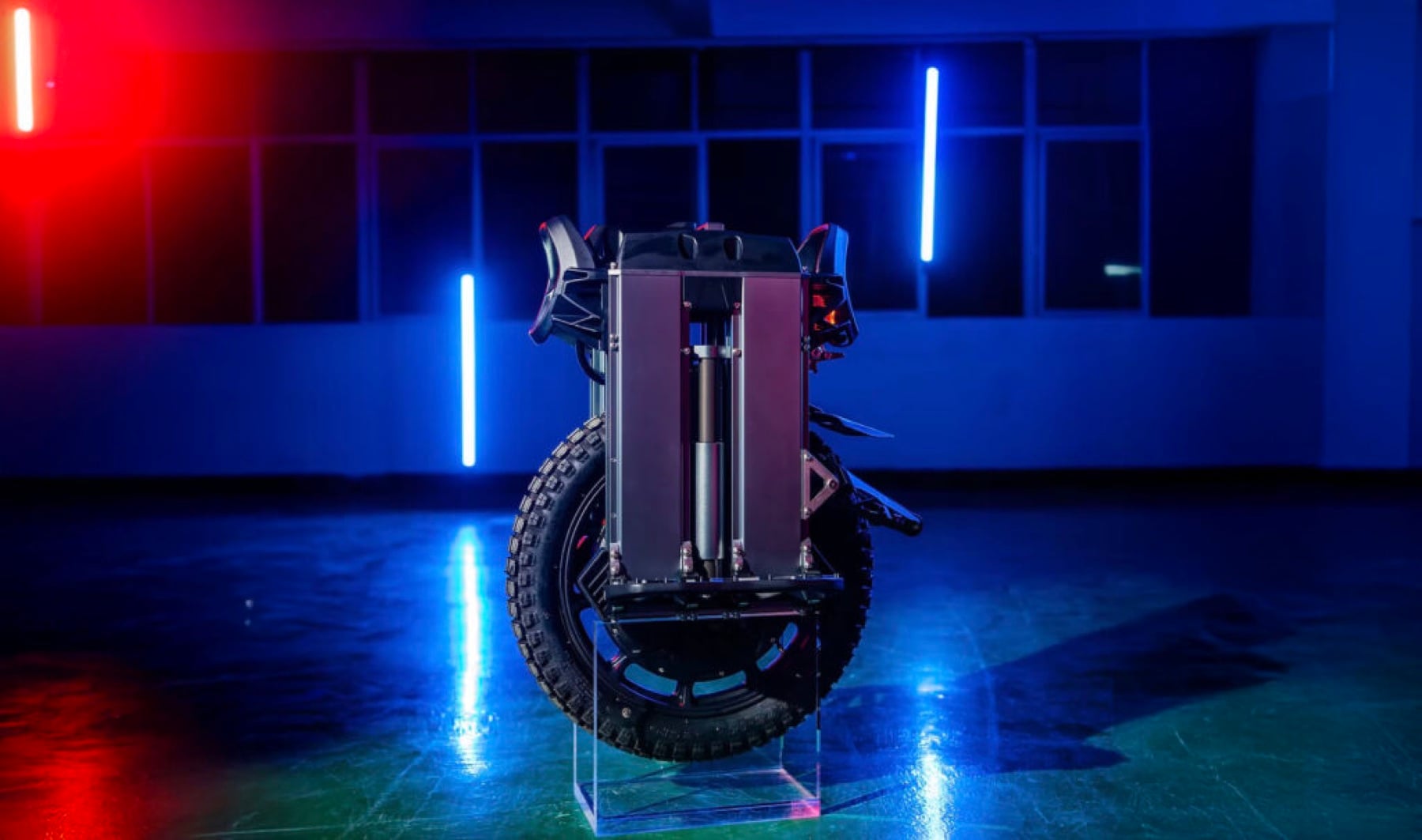 NOSFET APEX electric unicycle under studio lighting