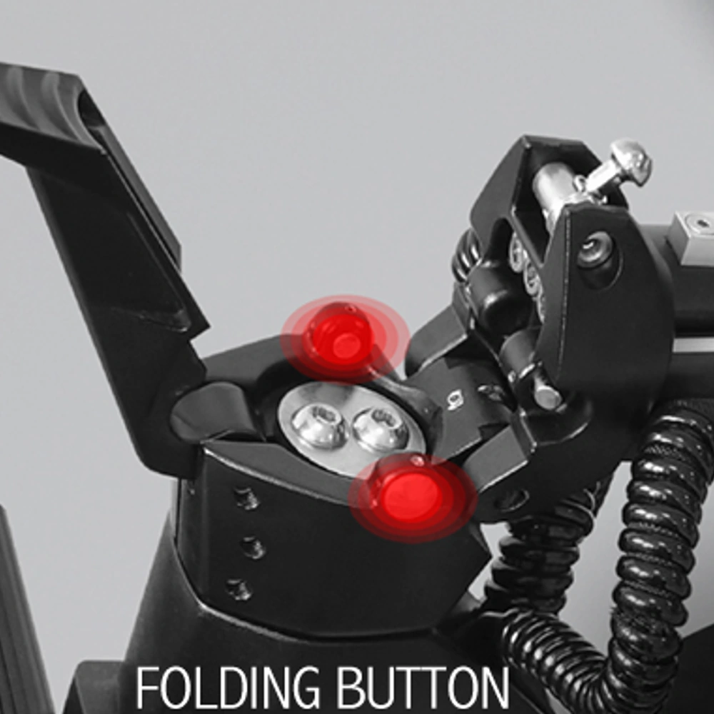 Manufacturer close-up of the folding lock and folding button