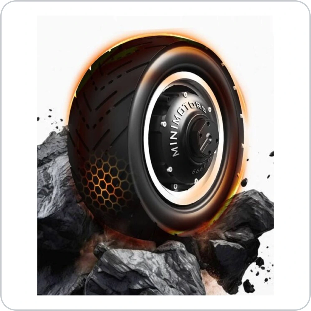 Minimotors hub motor and 11-inch tubeless tyre
