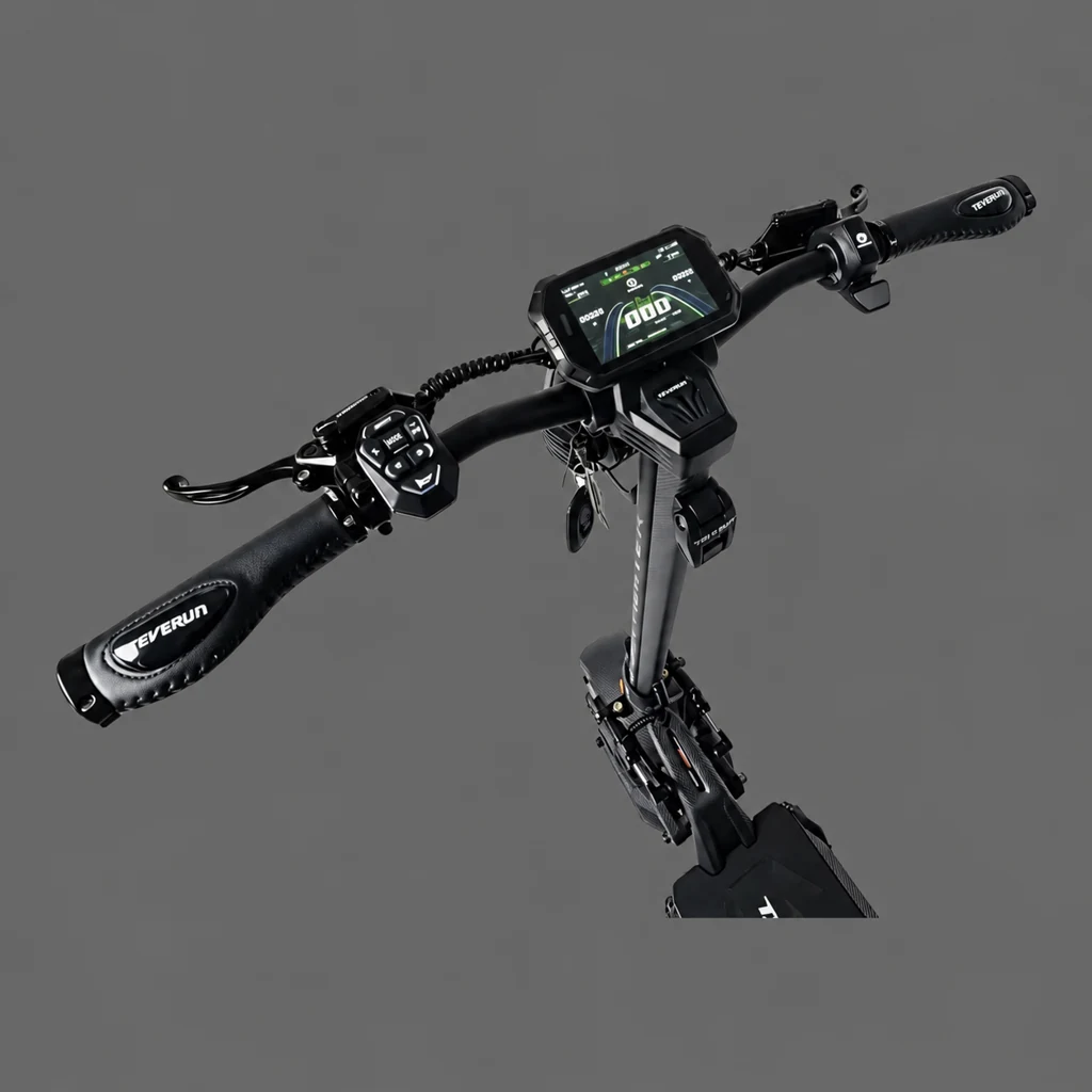 Teverun Fighter Supreme 7260R V6 handlebar and thumb throttle on a grey background