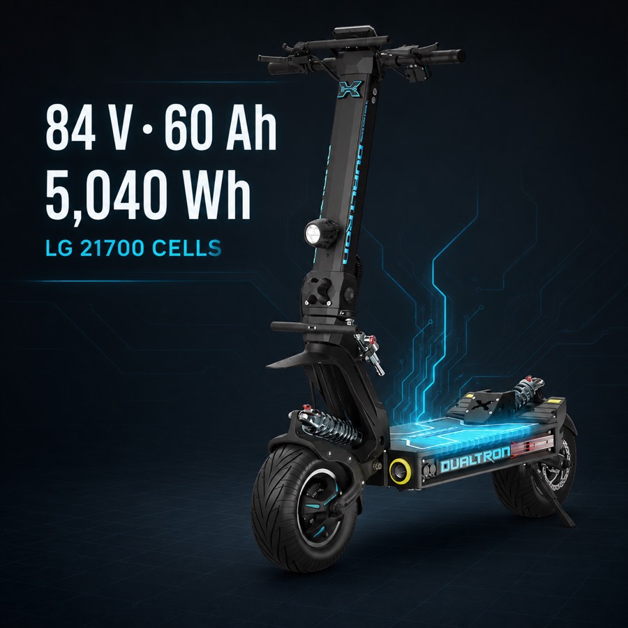 Dualtron X Limited 84 V 60 Ah battery and 5,040 Wh capacity