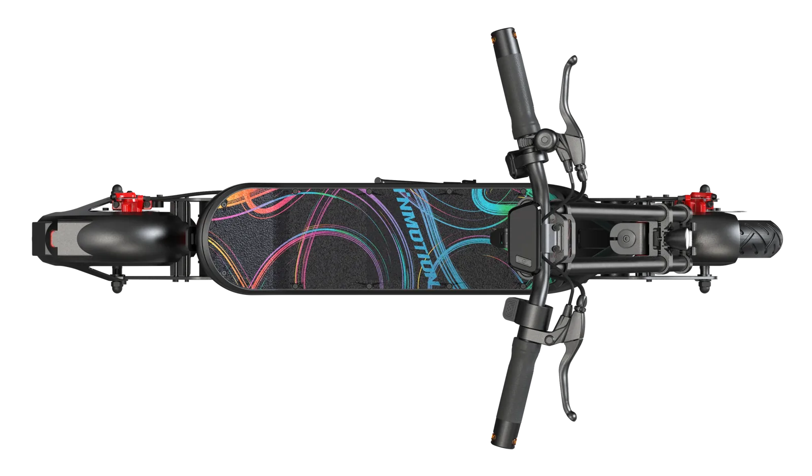 INMOTION C10 top view showing deck, handlebar controls and brake levers
