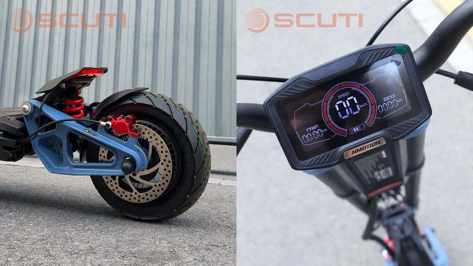 INMOTION RS CASPER rear hydraulic brake and central display in two authentic component photographs