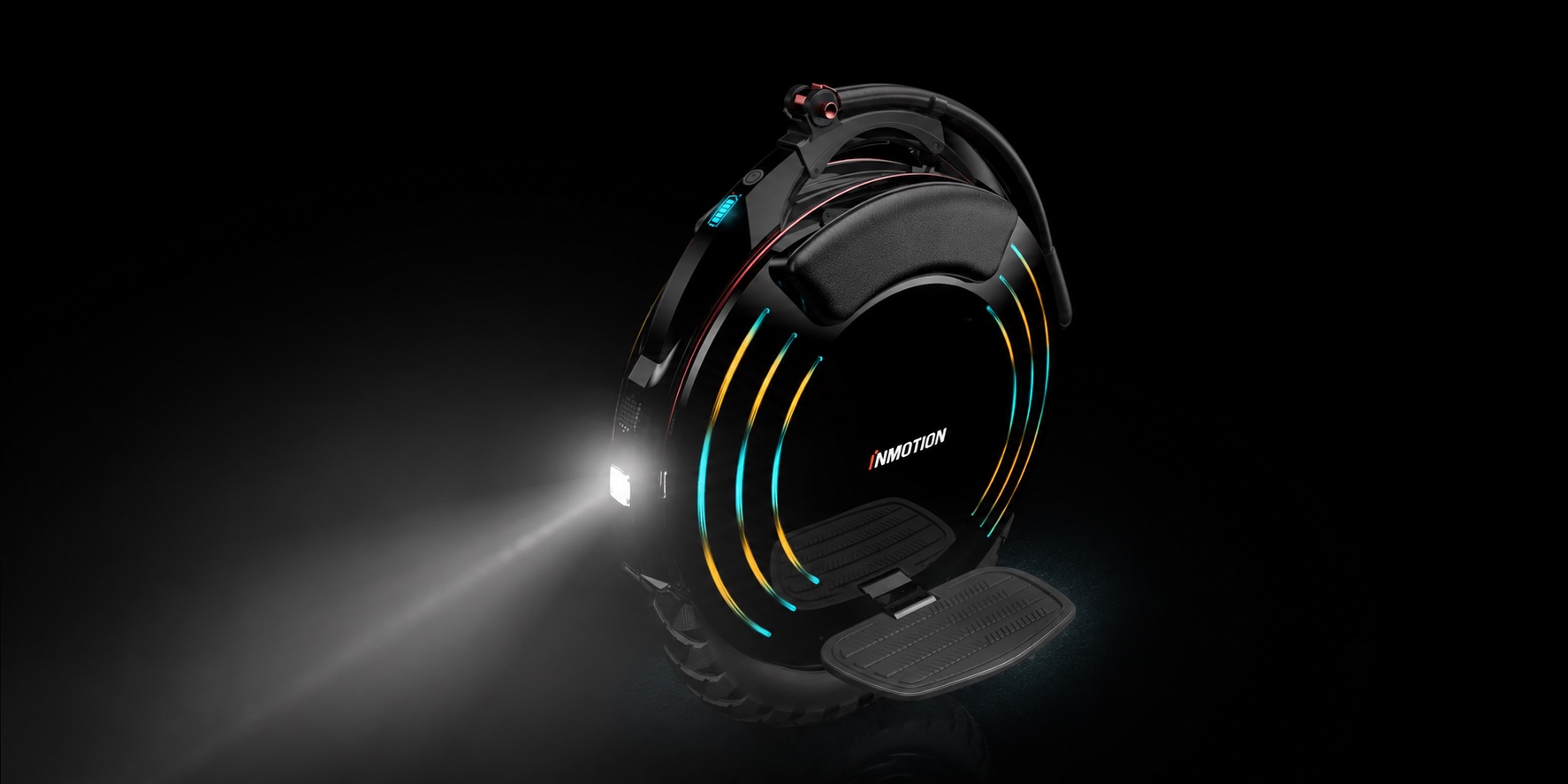 INMOTION V10F headlight and RGB side LEDs at night